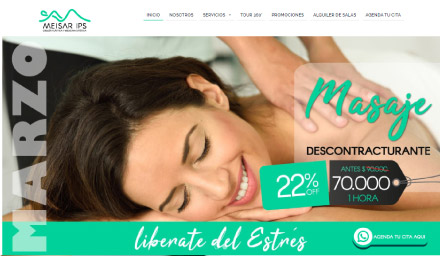 Imagen de pagina web de un spa